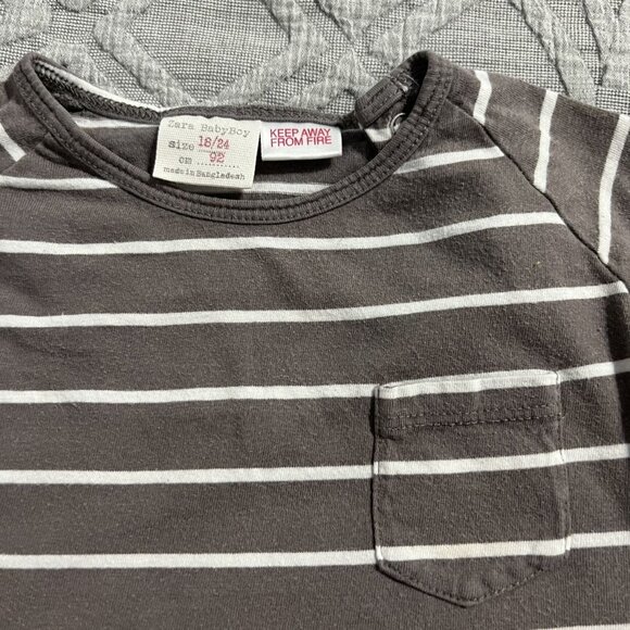 Zara Baby Boy 18-24m Grey Striped Shirt - Picture 3 of 7